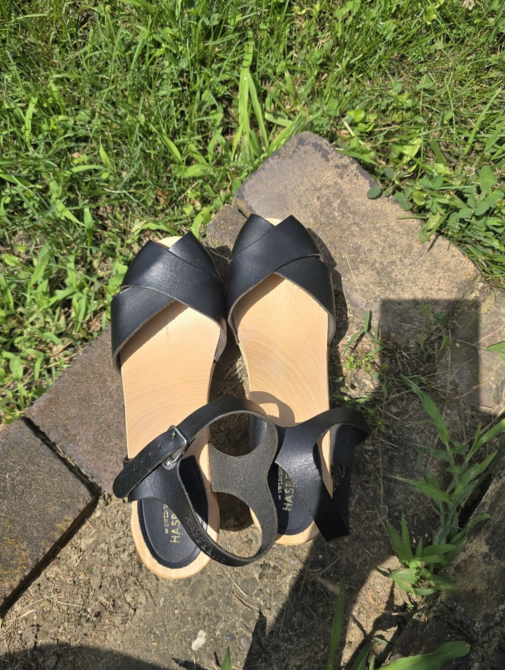 Swedish Hasbeen Wooden Sandal with Heels Sz 39